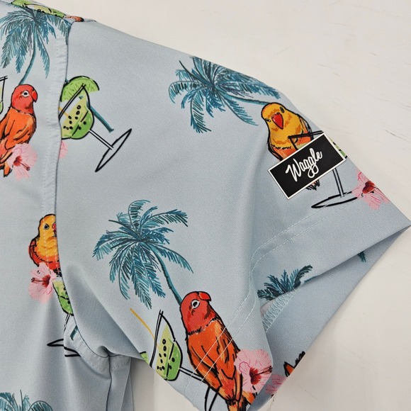 Waggle‎ Polo Shirt Mens Small Birds Margaritas AOP Golf Performance Short Sleeve - Picture 3 of 10